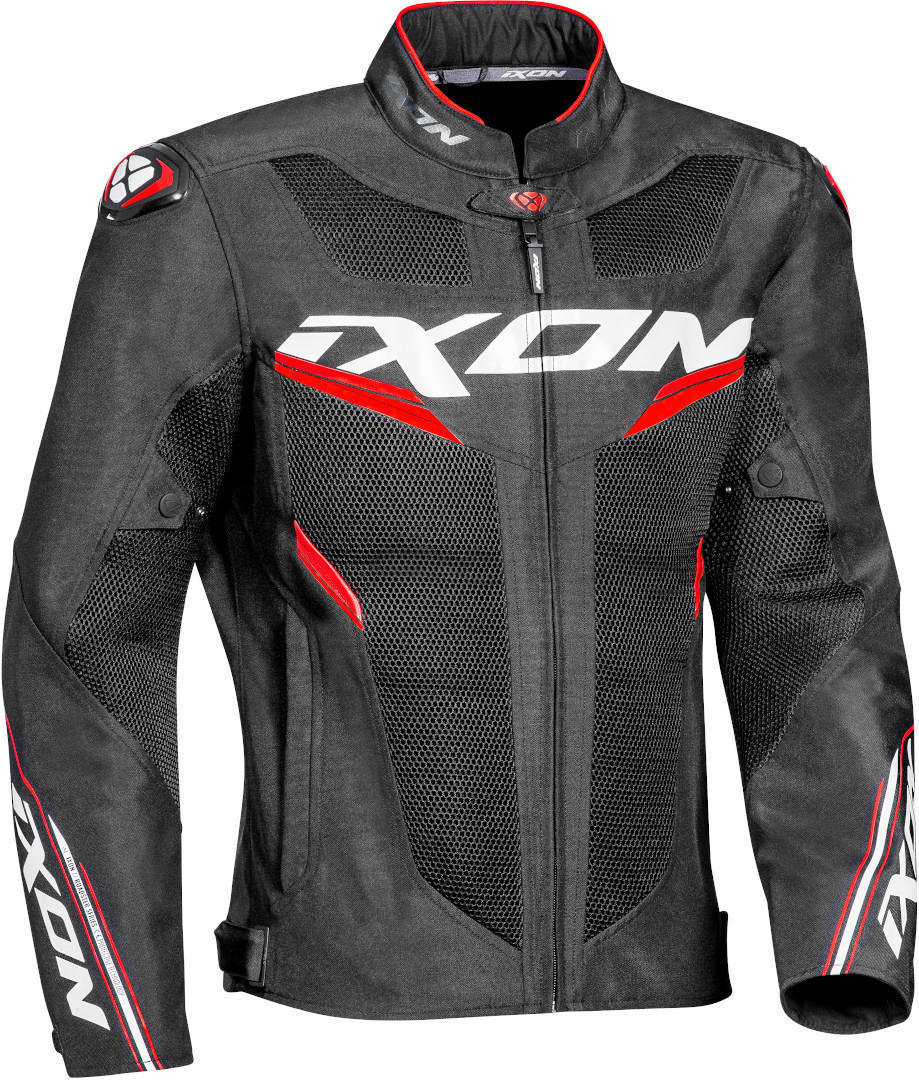 IXON DRACO Hombre Moto Textil Chaqueta Negro Blanco Rojo