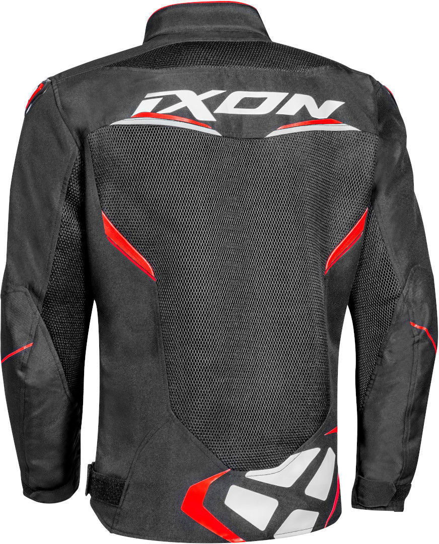IXON DRACO Hombre Moto Textil Chaqueta Negro Blanco Rojo