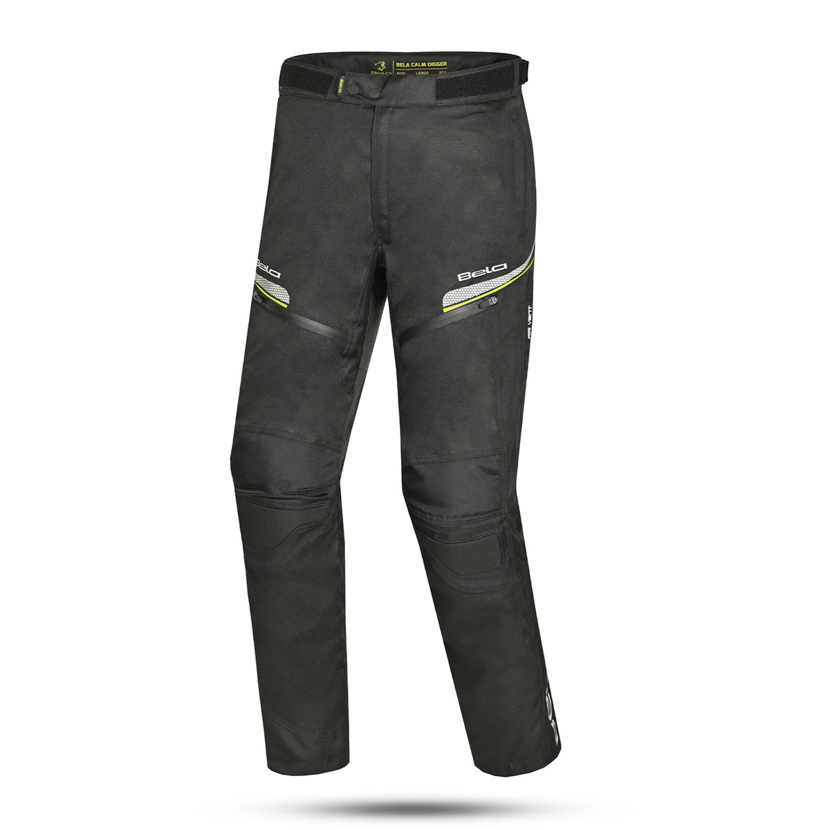 BELA CALM DIGGER PANTALON DE MOTO HOMBRE TEXTIL 34L NEGRO AMARILLO FLOUR