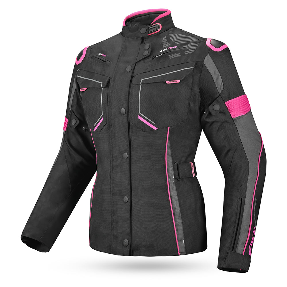 R-TECH Chaqueta Textil Knight Rider (Long) Negro/Fuschia) - SECURTEX MOTOR S.L (t/a MaximoMoto)