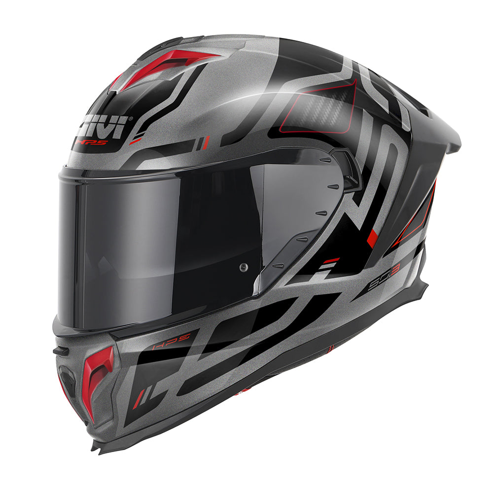 GIVI 50.3 QUASAR Casco Integral Para Moto Titanio Rojo Negro