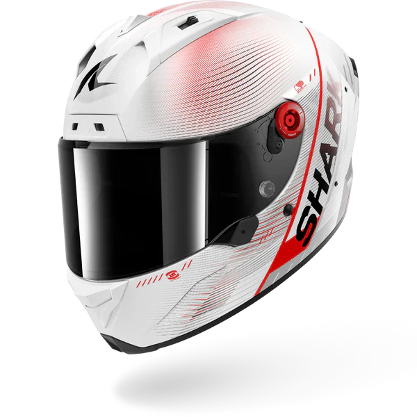 SHARK AERON SPEED-TECH Carbon Blanco Rojo Casco De Moto