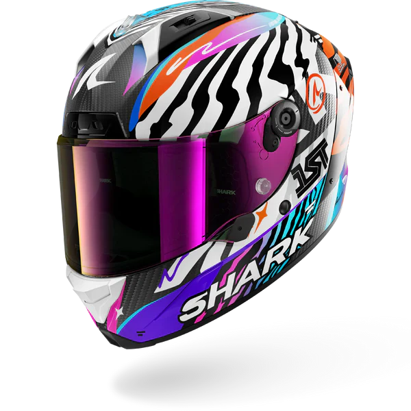 SHARK  AERON SPEED-FANCY Carbon Blanco Naranja Casco De Moto