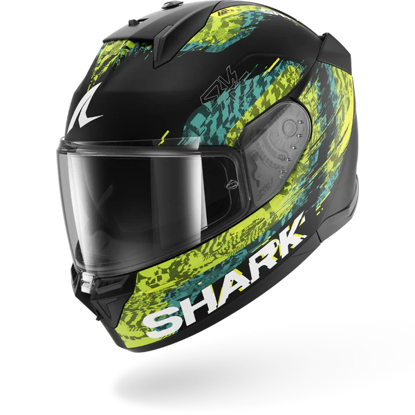 SHARK  D-SKWAL 3 SPEED-VIB Mat NEGRO Green Azul Casco De Moto