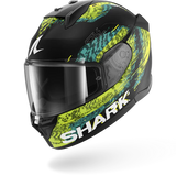 SHARK  D-SKWAL 3 SPEED-VIB Mat NEGRO Green Azul Casco De Moto