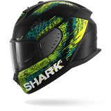 SHARK  D-SKWAL 3 SPEED-VIB Mat NEGRO Green Azul Casco De Moto