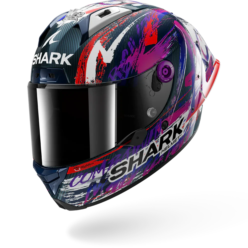 SHARK AERON-GP Fim Carbon Casco Integral De Moto Violeta Blanco