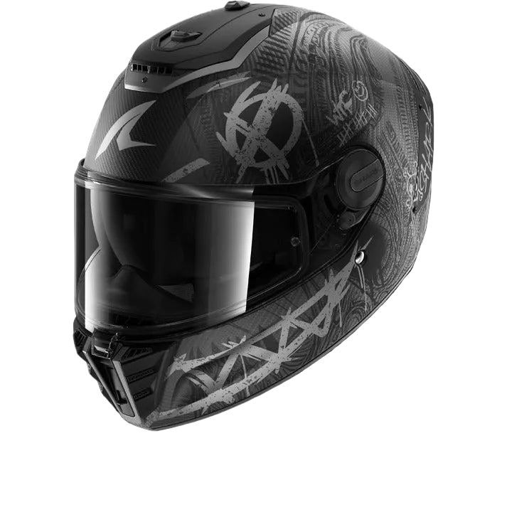 SHARK SPARTAN RS CARBON SHIEVER Mat Carbon Anthra  Plata Casco De Moto