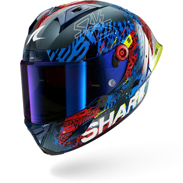 SHARK  AERON-GP FIM RACING #2 SPEED-VIB Carbon Azul Rojo Casco De Moto