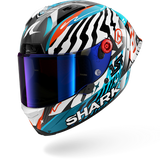 SHARK  AERON-GP FIM RACING #2 SPEED-FANCY Carbon Blanco Azul Casco De Moto