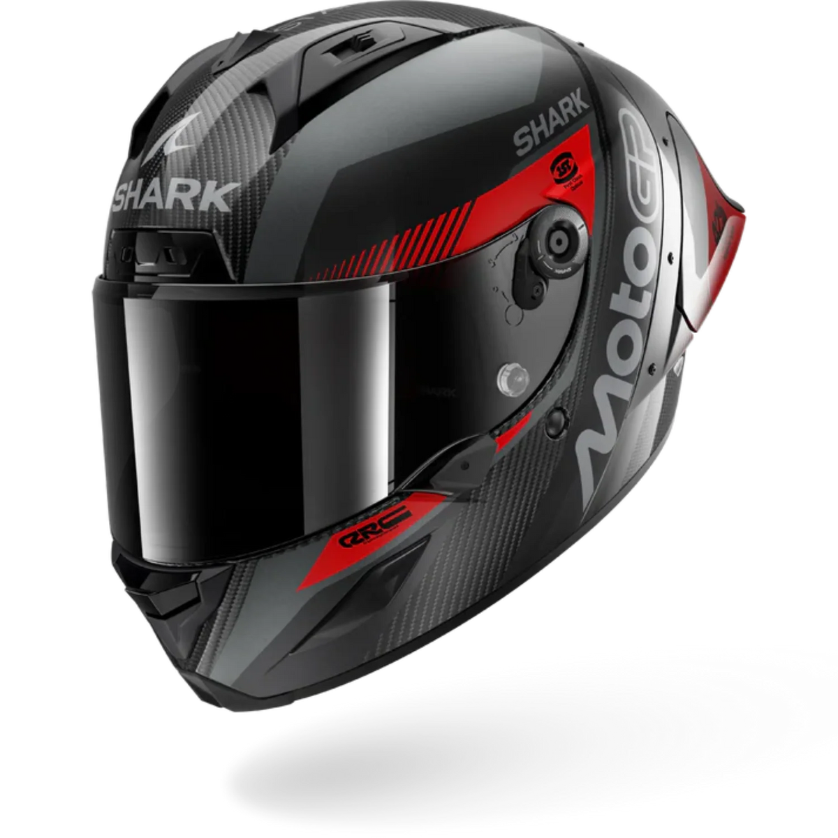 SHARK AERON-GP FIM RACING #2 MOTOGP CASCO INTEGRAL DE MOTO ROJO ANTRACITE CARBONO