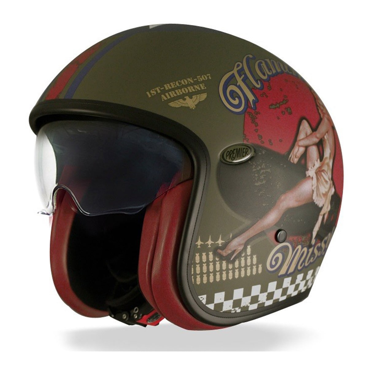 PREMIER VINTAGE PIN UP 8 BM CASCO JET DE MOTOCICLETA(Maximo Moto S.L) Front Side