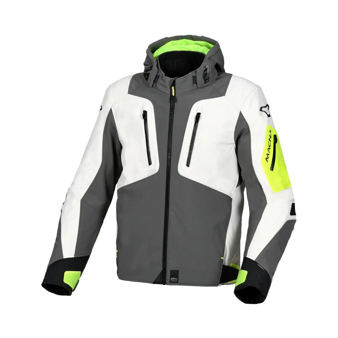 Macna Angle Hombre Chaqueta Carrera Textil Impermeable Gris Amarillo