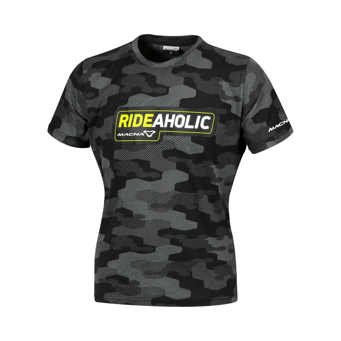Macna Dazzle Rideaholic mujer Camiseta Negro Gris Amarillo Fluorescente