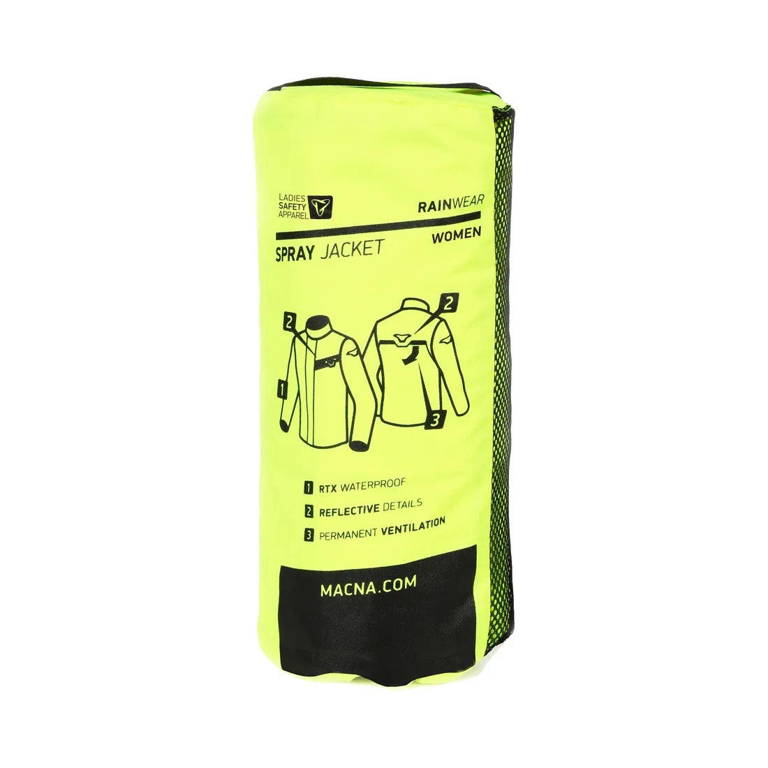 MACNA SPRAY RAIN MUJERS MOTO IMPERMEABLE CHAQUETA AMARILLO FLUORESCENTE - Chaqueta