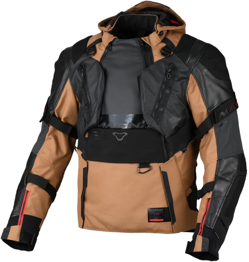 Macna Tryton hombre Chaqueta textil cuero todas las estaciones marrón negro