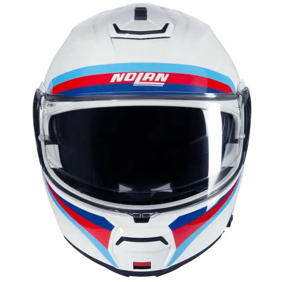 NOLAN N100-6 SSOLUTO 347 Modular Casco Bianco Azul Rosso Azzurro