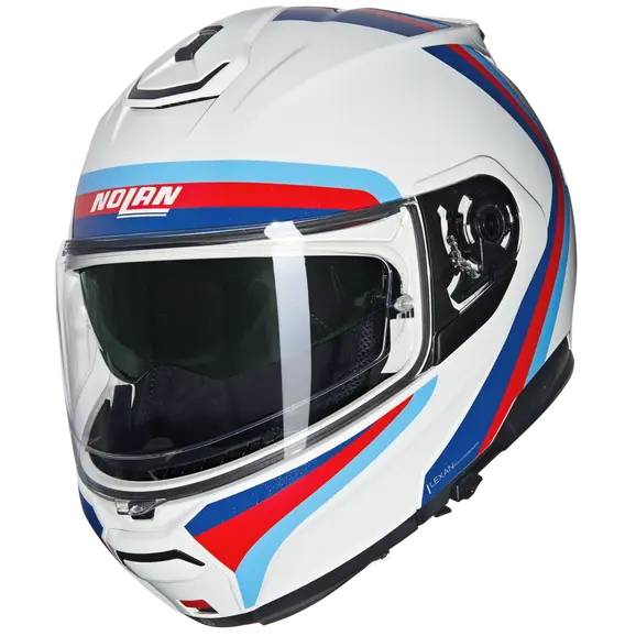 NOLAN N100-6 SSOLUTO 347 Modular Casco Bianco Azul Rosso Azzurro