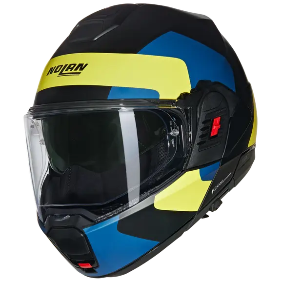 NOLAN N120-1 Omocromo 346 Moto Modular Casco Nero Azul Gillao