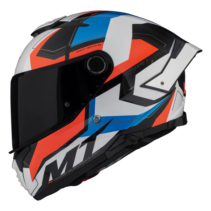 MT Thunder 4 SV Valiant A0 Integral De Moto Deportivo Turismo Casco Perla Brillante
