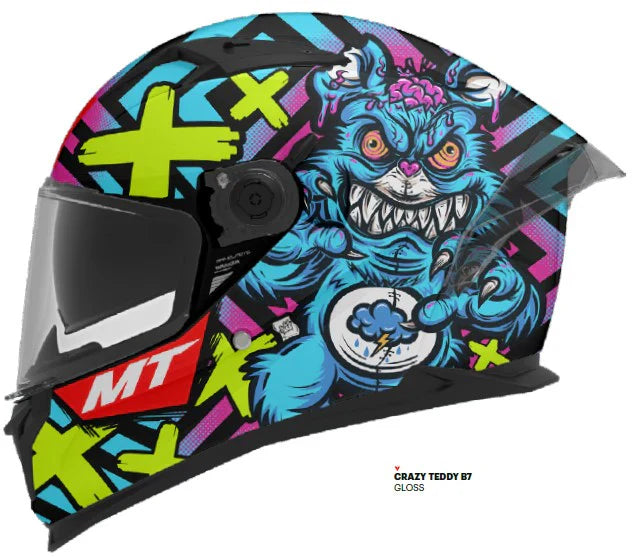 MT Braker SV Crazy Teddy B7 Casco Integral Para Motocicleta Brillante - SECURTEX MOTOR S.L (t/a MaximoMoto)