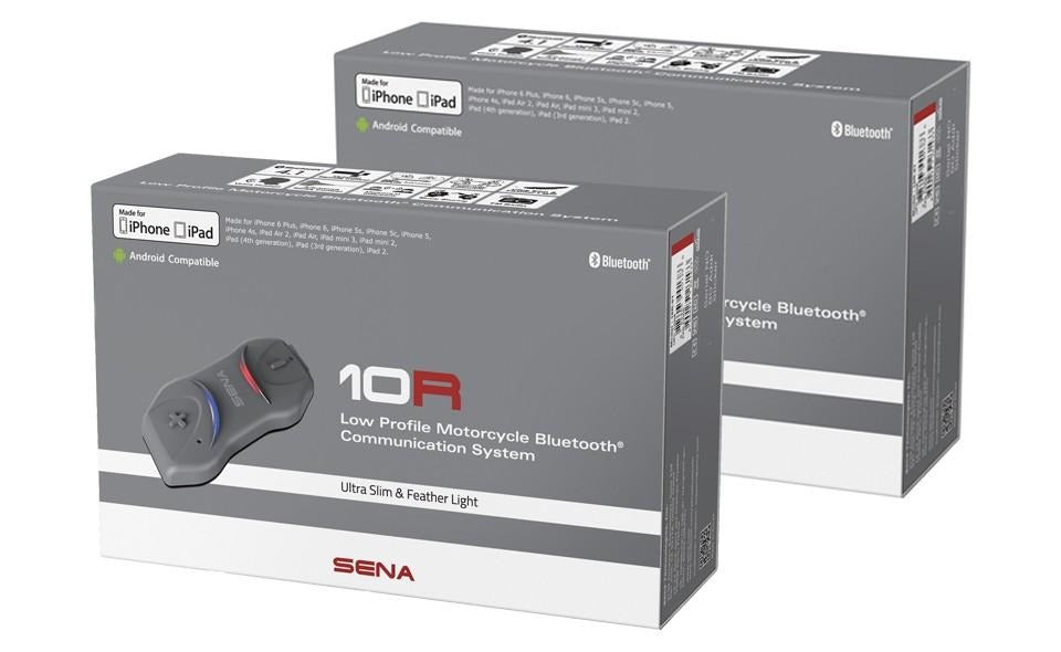 SENA 10R Auriculares Y Intercomunicador Ultrafinos Motocicleta, Paquete Doble Sin Control Remoto Manillar