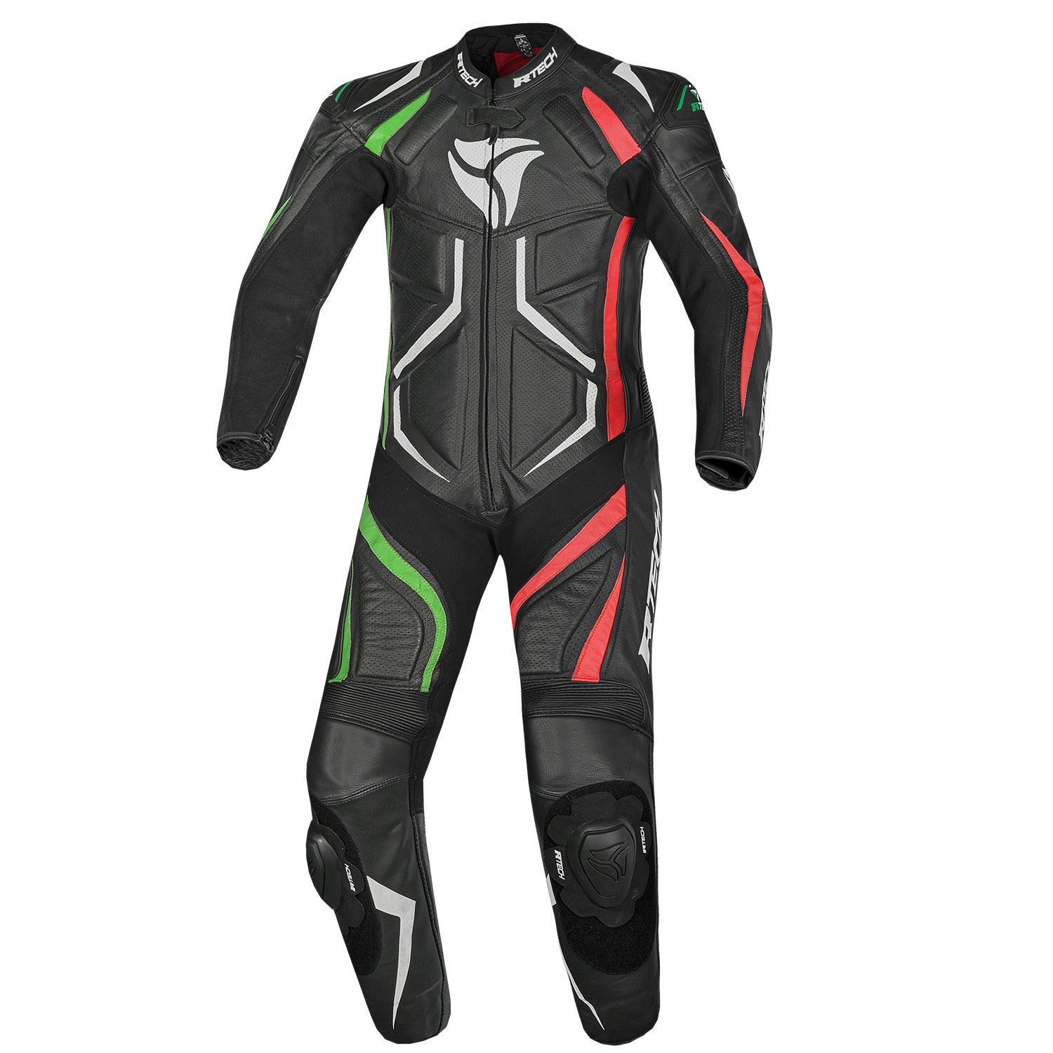 rtech-mono-1pc-defender-gp-negro-rojo-varde-front-full-view