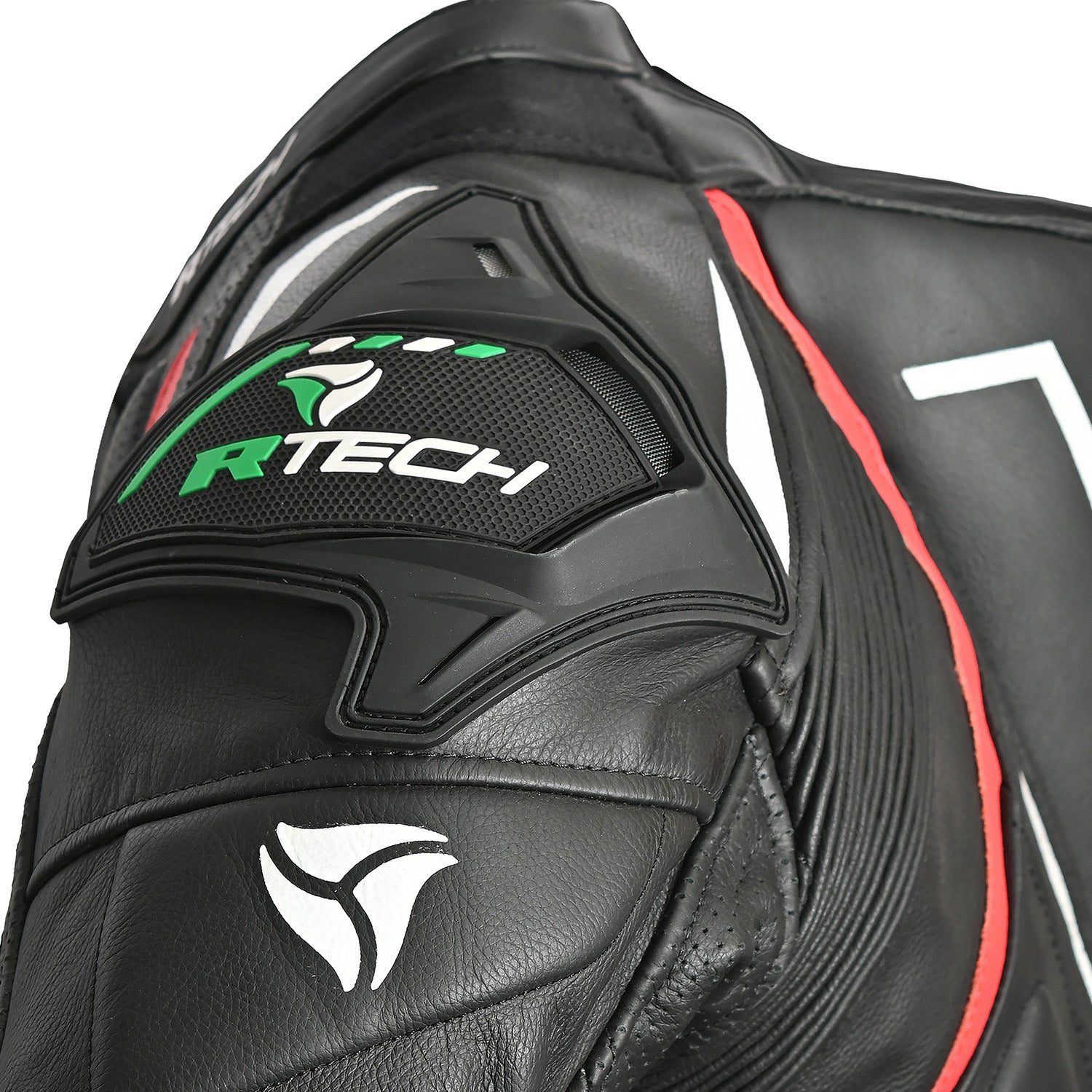 rtech-mono-1pc-defender-gp-negro-rojo-varde-left-sleeve-view