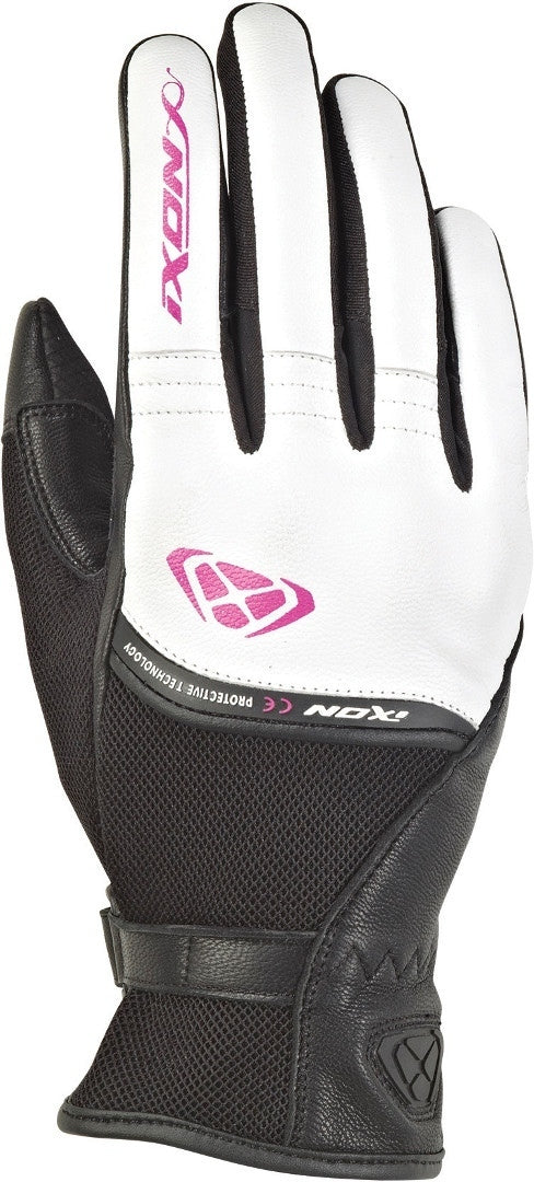 IXON RS SHINE 2 CUERO TEXTIL GUANTES MOTO MUJER NEGRO FUSHIA