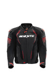 SEVENTY SD-JL24 Spoiler Chaqueta de cuero para motocicleta para hombre negra/roja