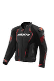 SEVENTY SD-JL24 Spoiler Chaqueta de cuero para motocicleta para hombre negra/roja