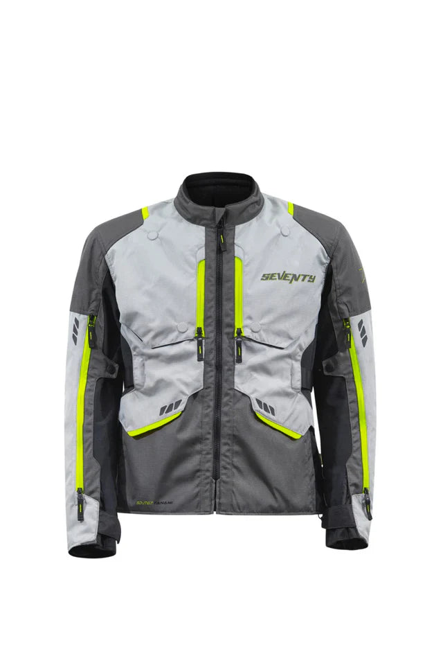SEVENTY SD-JT67 TANAMI Chaqueta De Moto Para Hombre Negro/Gris/Amarillo Fluorescente