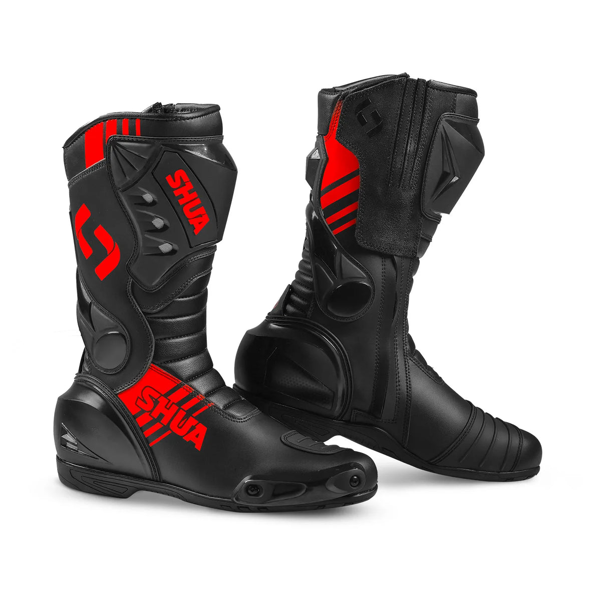 SHUA SUPER TECH CUIR CARRERES BOTAS DE MOTO NEGRE VERMELL
