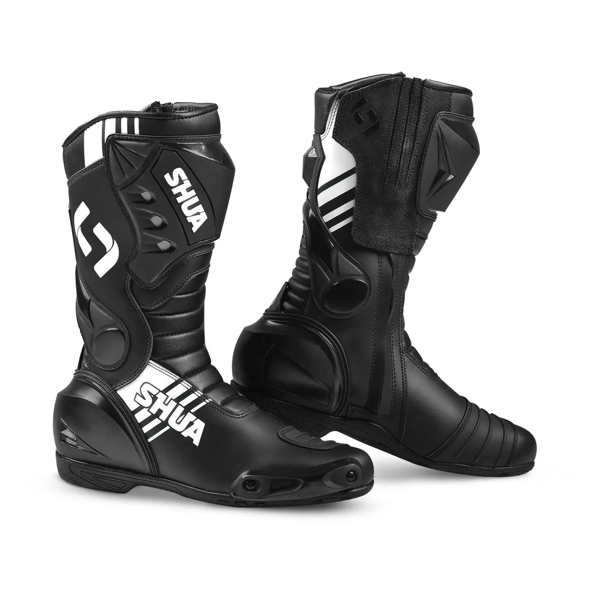 SHUA SUPER TECH CUIR CARRERES BOTAS DE MOTO NEGRE BLANC