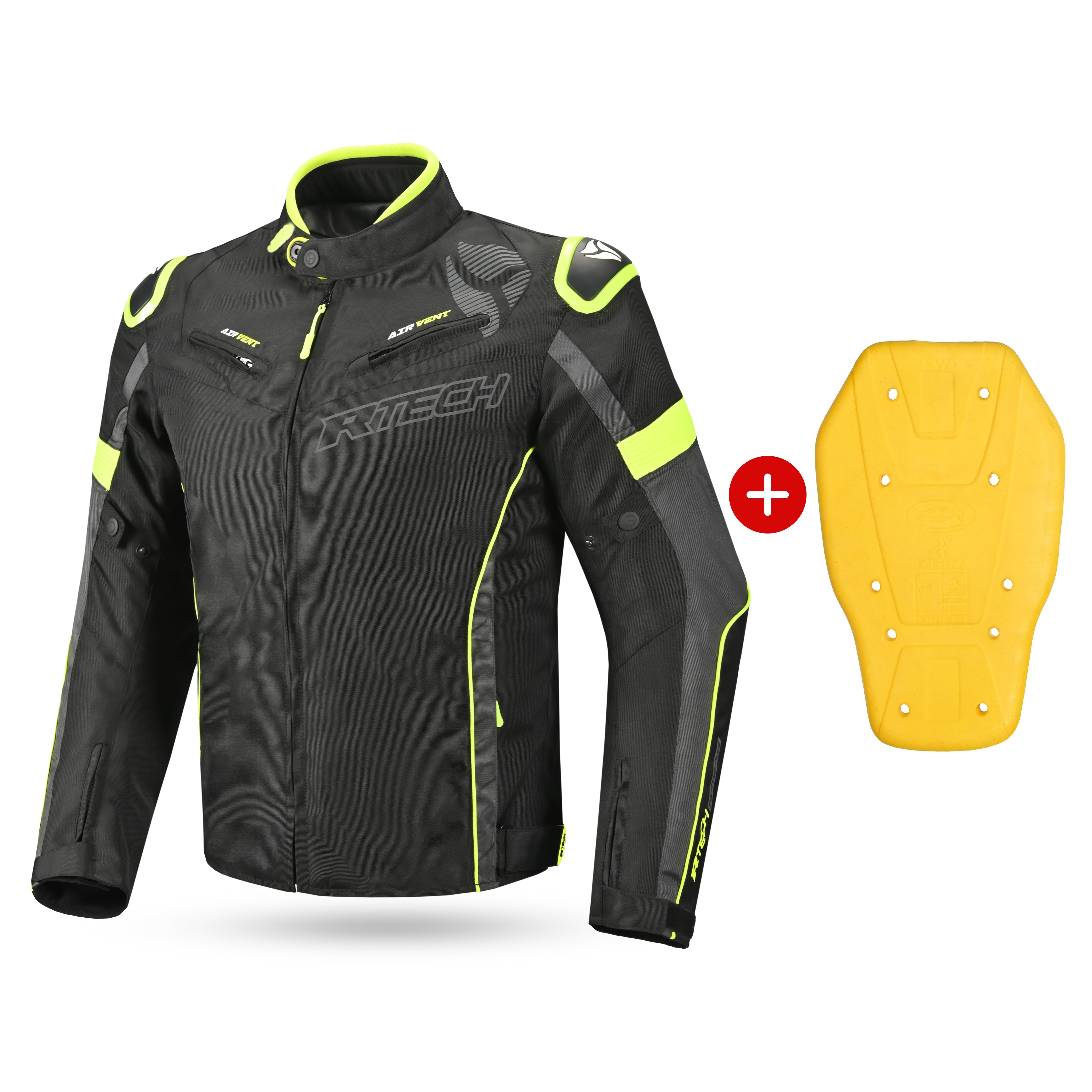 R-TECH Chaqueta Textil Knight Rider (Short) Negro/Antracita/Amarillo - CHAQUETA