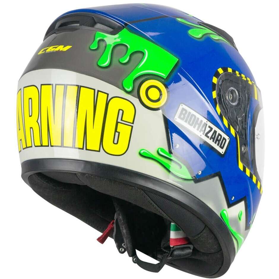 CGM 265R LUCKY BIO jet Casco infantil azul amarillo verde mate