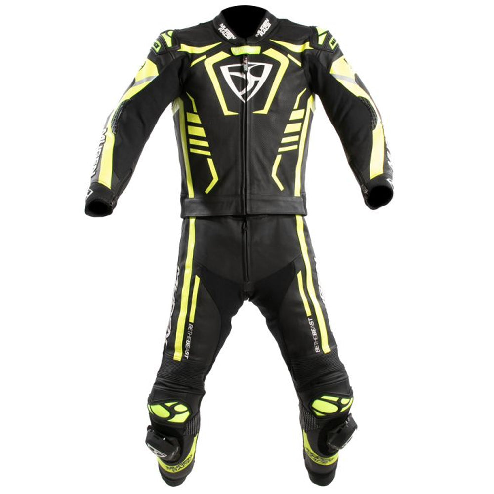 MUGENRACE MNR-2412 2 Piezas Traje Cuero Negro Blanco Amarillo