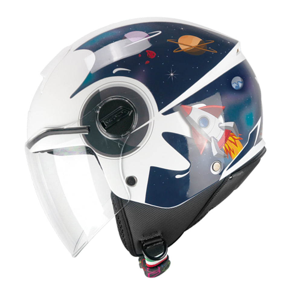 CGM 261S MINI SPACE Abierto Moto Casco Blu Biano