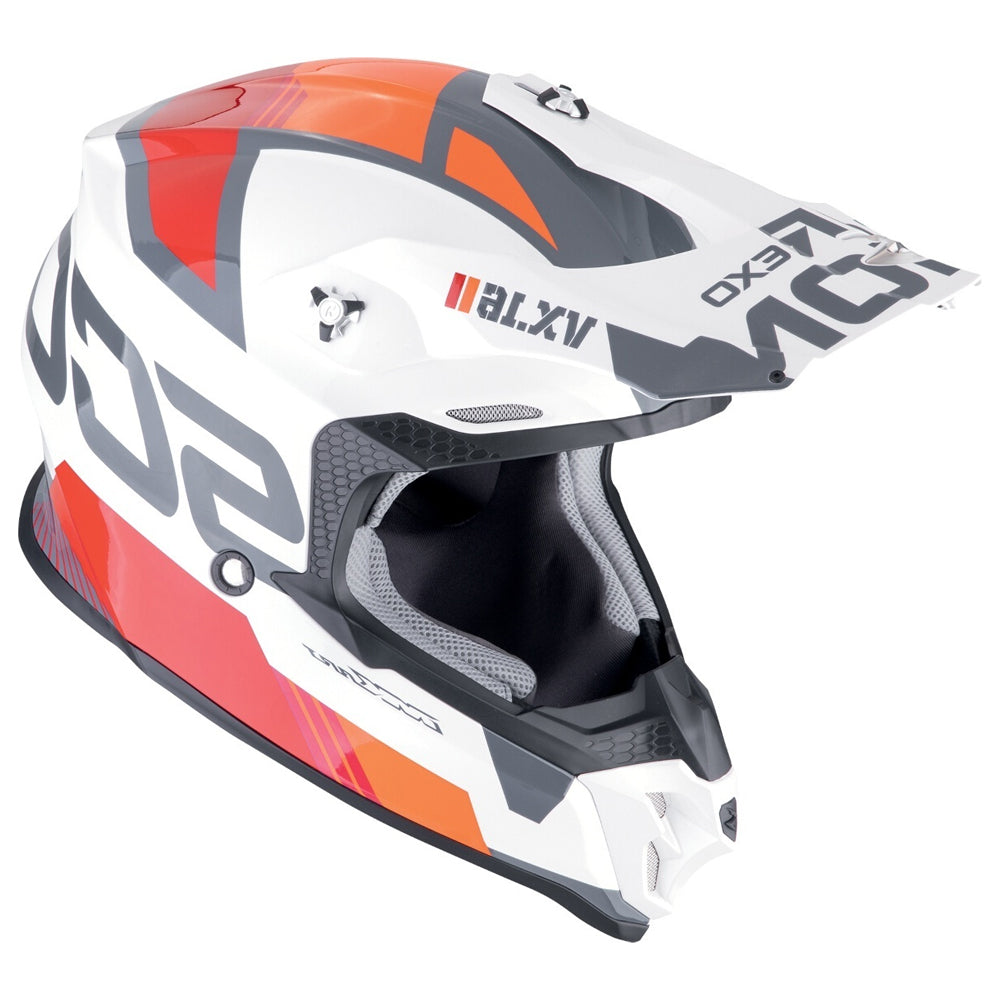 SCORPION VX 16 EVO AIR ANALOG Enduro Moto Casco Blanca Naranja