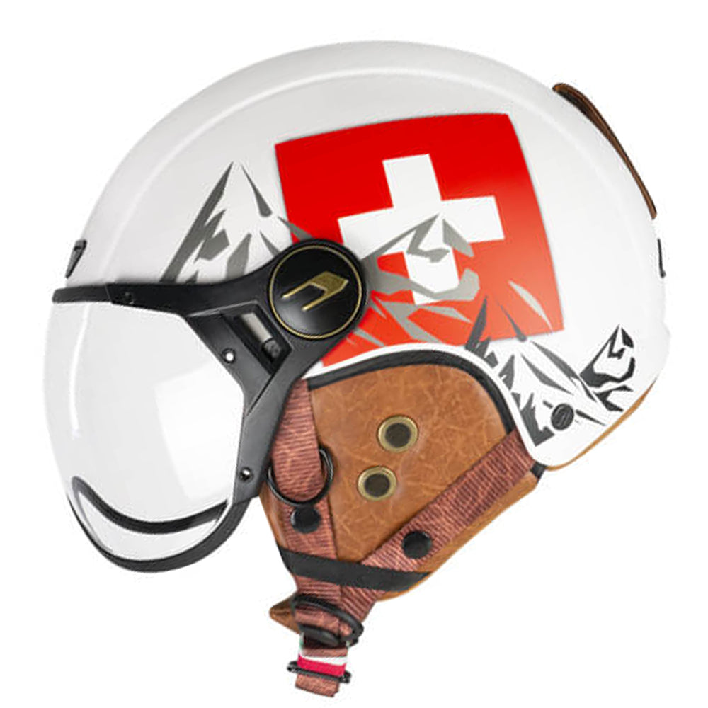 CGM 801C JET EBI SVIZZERA Abierto Casco Blanco Rojo Opaco - CASCO