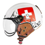 CGM 801C JET EBI SVIZZERA Abierto Casco Blanco Rojo Opaco - CASCO