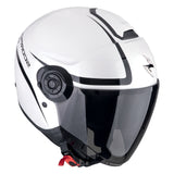 SCORPION EXO-CITY II INTERCITY Cara Abierta Casco Jet Blanco Negro
