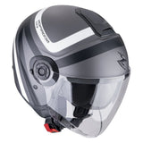 SCORPION EXO-CITY II RIVA Abierto Jet Casco Plata Mate-Negro-Blanco
