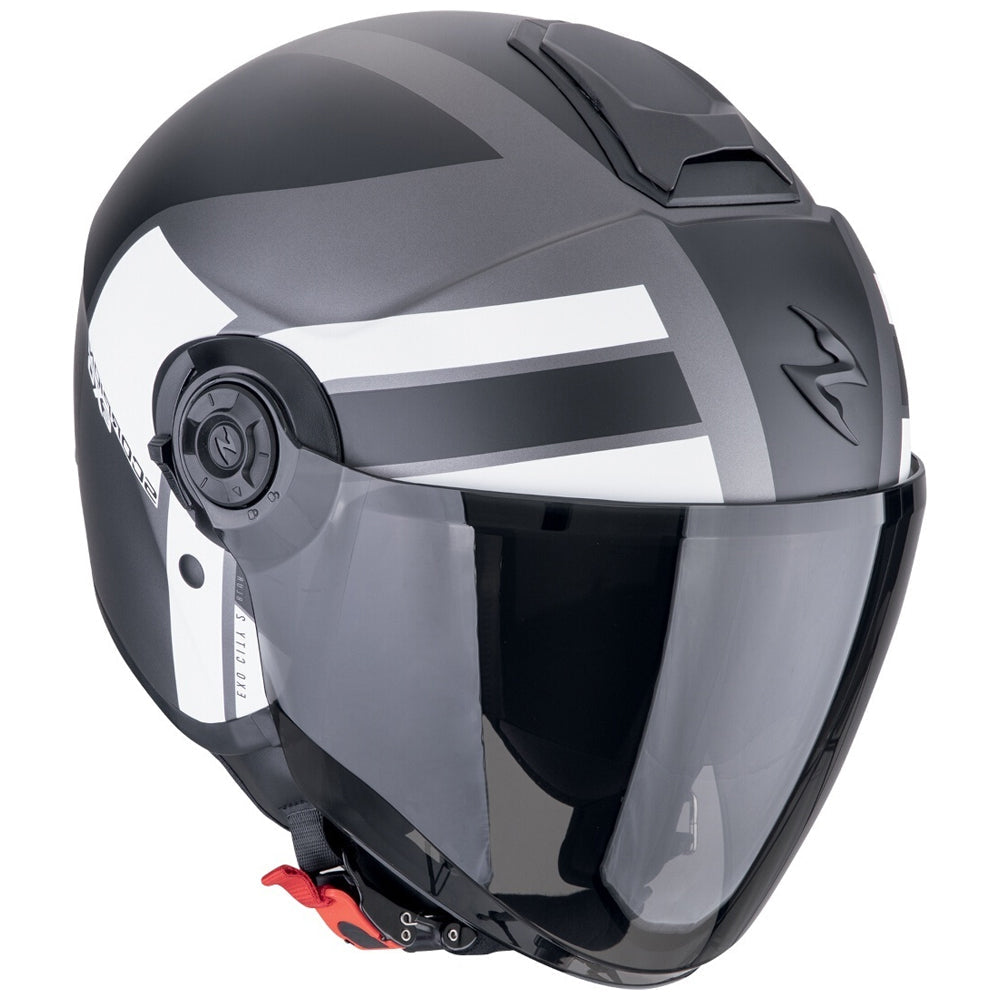 SCORPION EXO-CITY II BLUR Moto Urbano Jet Casco Plata Mate Negro Blanco 