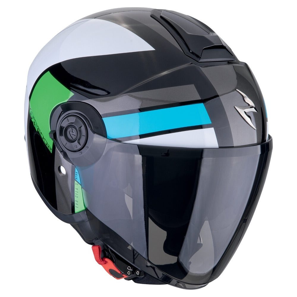 SCORPION EXO-CITY II BLUR Moto Urbano Jet Casco Negro Blanco Verde