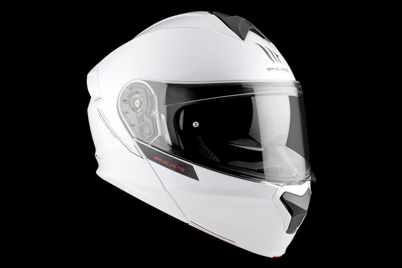 MT Genesis SV Solid A0 blanco brillante Casco modular de motocicleta - CASCO