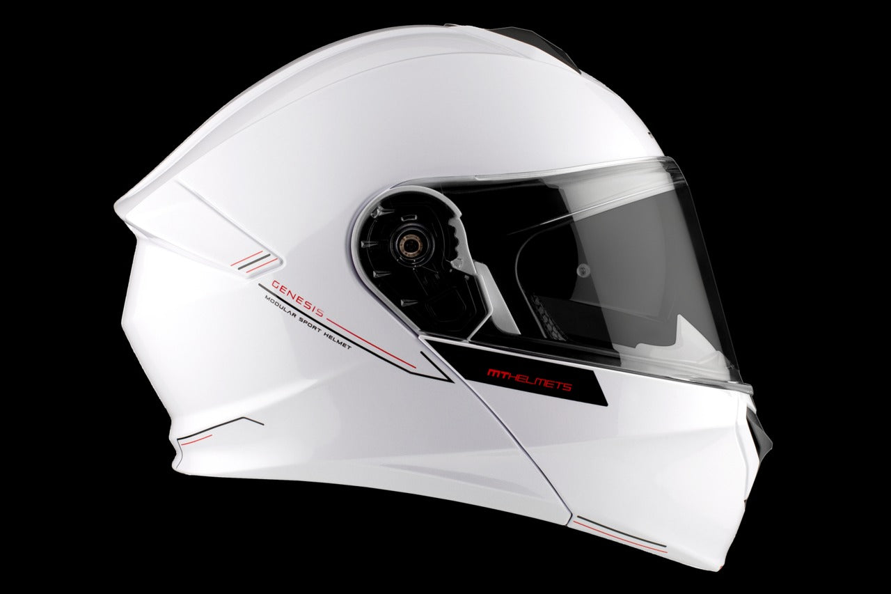 MT Genesis SV Solid A0 blanco brillante Casco modular de motocicleta - CASCO
