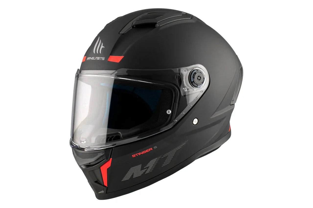 MT Stinger 2 Solid A1 Touring negro mate Cascos integrales para motocicleta