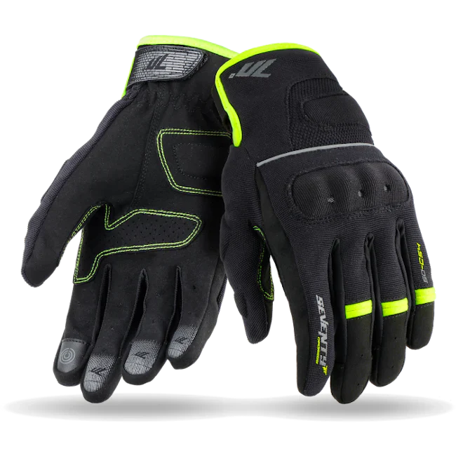 SEVENTY DEGREES SD-C54 VERANO GUANTE DE MOTO URBAN HOMBRE NEGRO AMARILLO FLUOR