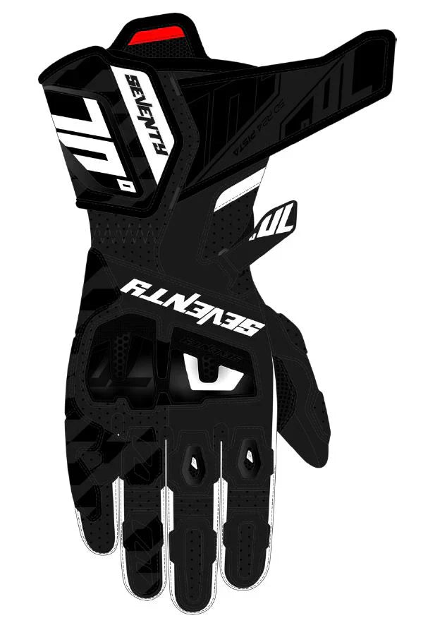 SEVENTY SD-R24 PISTA Guantes De Cuero Para Motocicleta Para Hombre Negro/Blanco